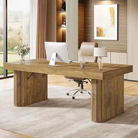 70.9" Executive Desk Farmhouse Computer Office Workstation Large