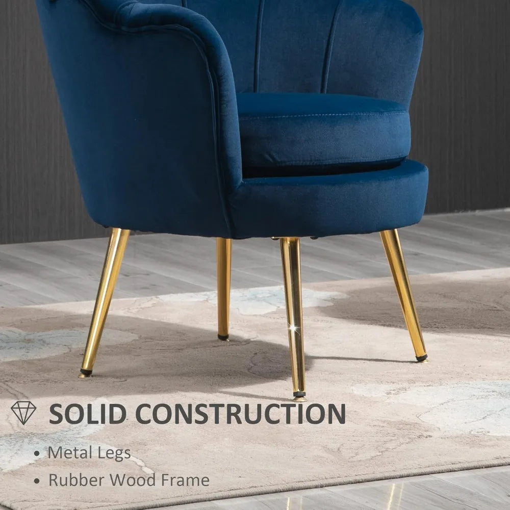 Elegant Velvet Accent Chair Set of 2 with Gold Legs for Living Room