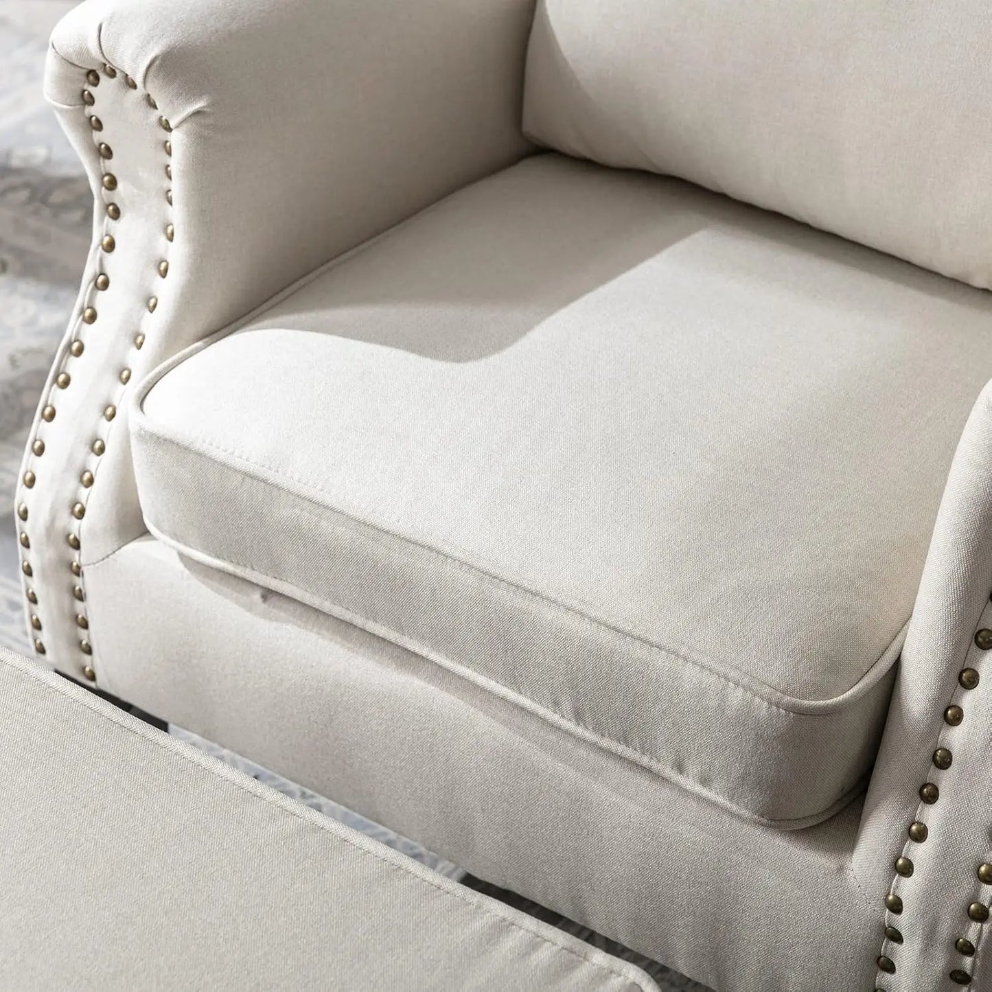 Mid Century Modern Accent Chair Upholstered Armchair with Ottoman