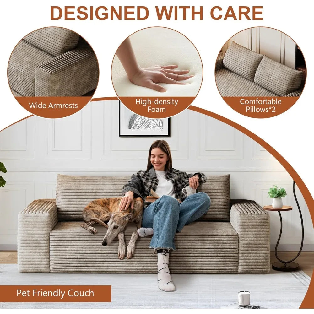 63 Inch Cloud Loveseat Sofa Couch Comfy Deep Seat No Assembly