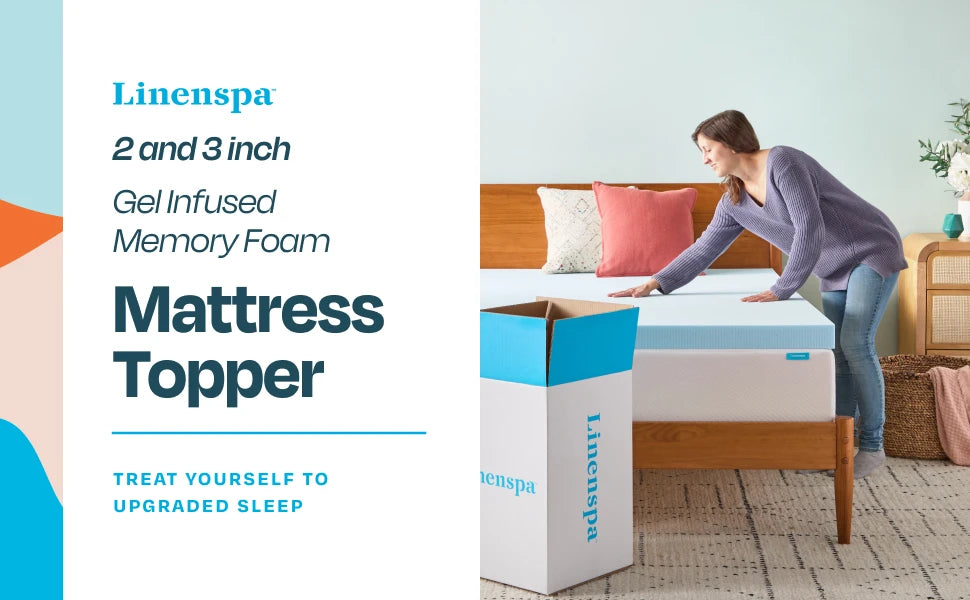 Ljustra 2 Inch Memory Foam Mattress Topper Gel Cooling Pressure Relief