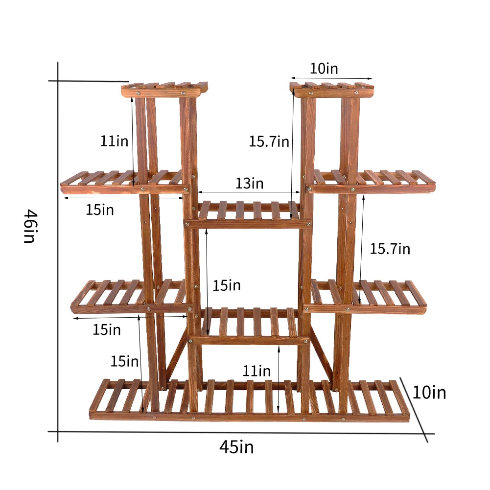 Wooden Plant Shelf Multi-Tier Display Stand for Indoor Outdoor Use