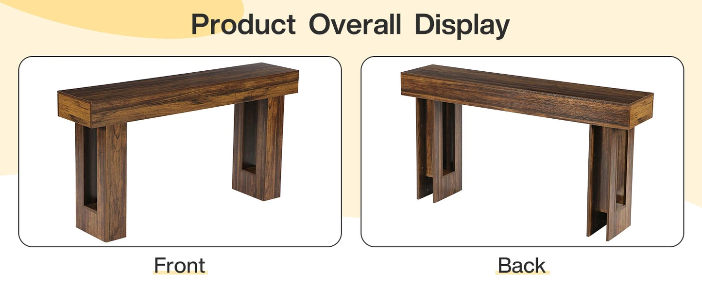 Ljustra 63 Inch Farmhouse Console Table Wooden Sofa Table Entryway Hallway