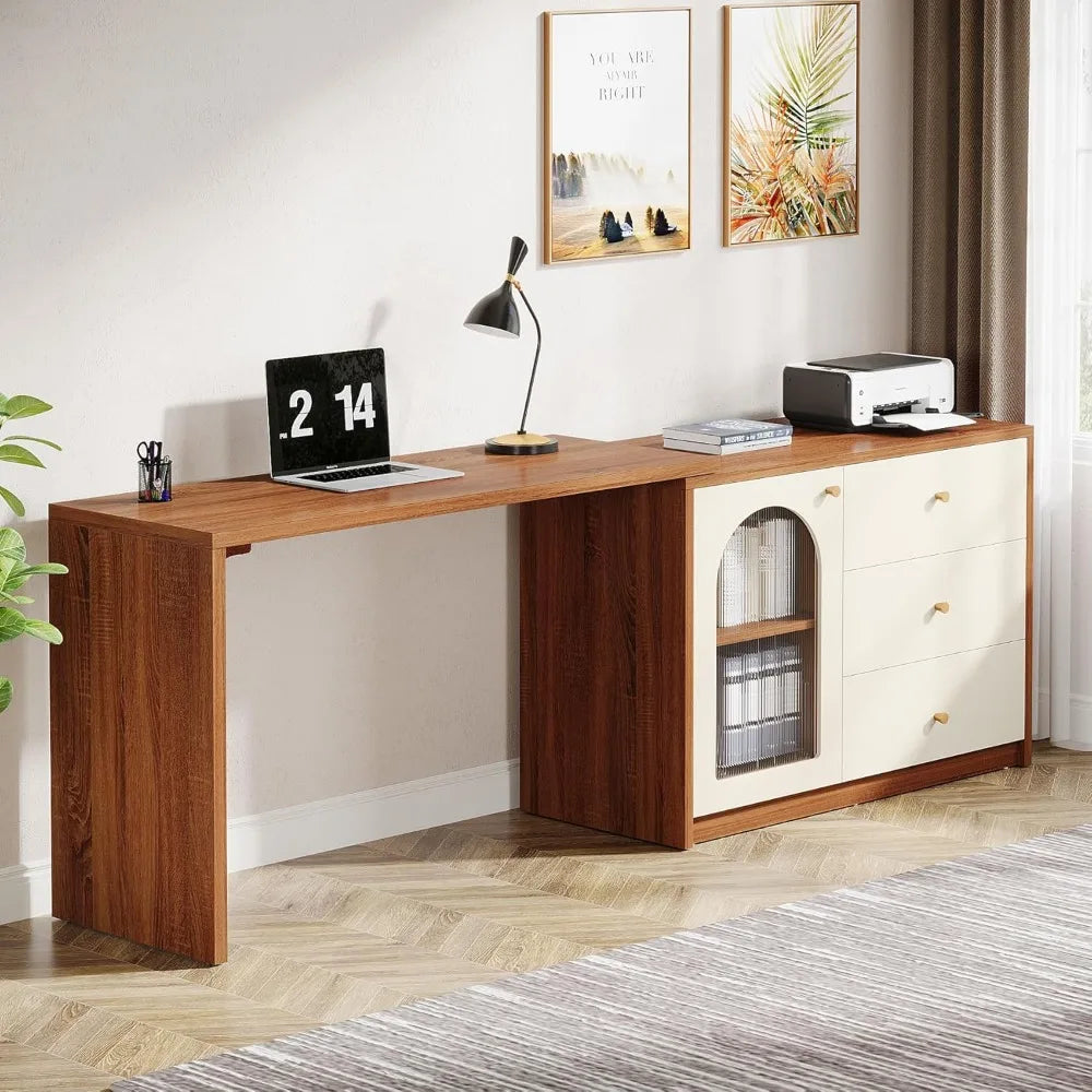 L Shaped Computer Desk with Drawers Modern Corner Office Desk