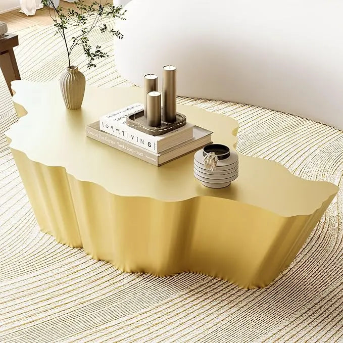 42 Inch Cloud Coffee Table Modern Gold Lightweight Fiberglass Design