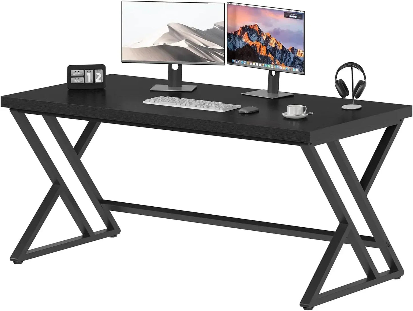 Industrial Computer Desk Rustic Wood Metal Home Office Writing Table