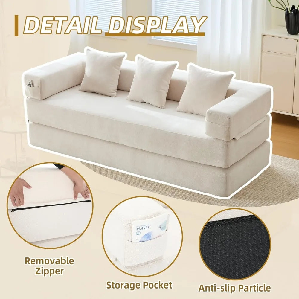 Comfy Convertible Folding Mattress Couch Floor Sofa Bed Lounge