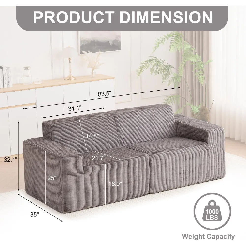 Modern Cloud Sectional Sofa 83.5" L-shaped Modular Couch