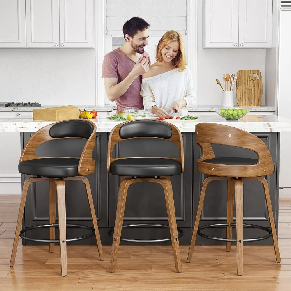 Swivel Bar Stools Set of 4 26 Inch Counter Height Bentwood Bar Chair