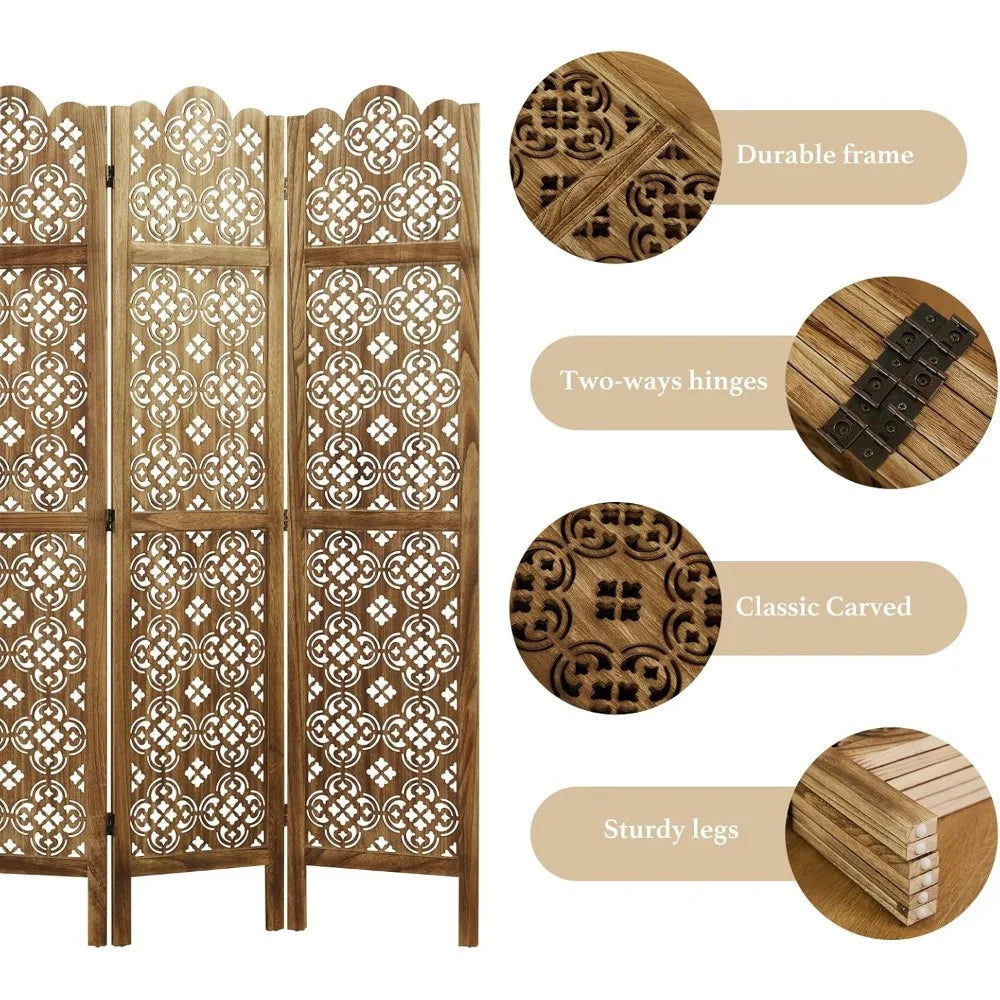 68.9Inch Folding Room Divider 6 Panel Freestanding Privacy Screen Decor