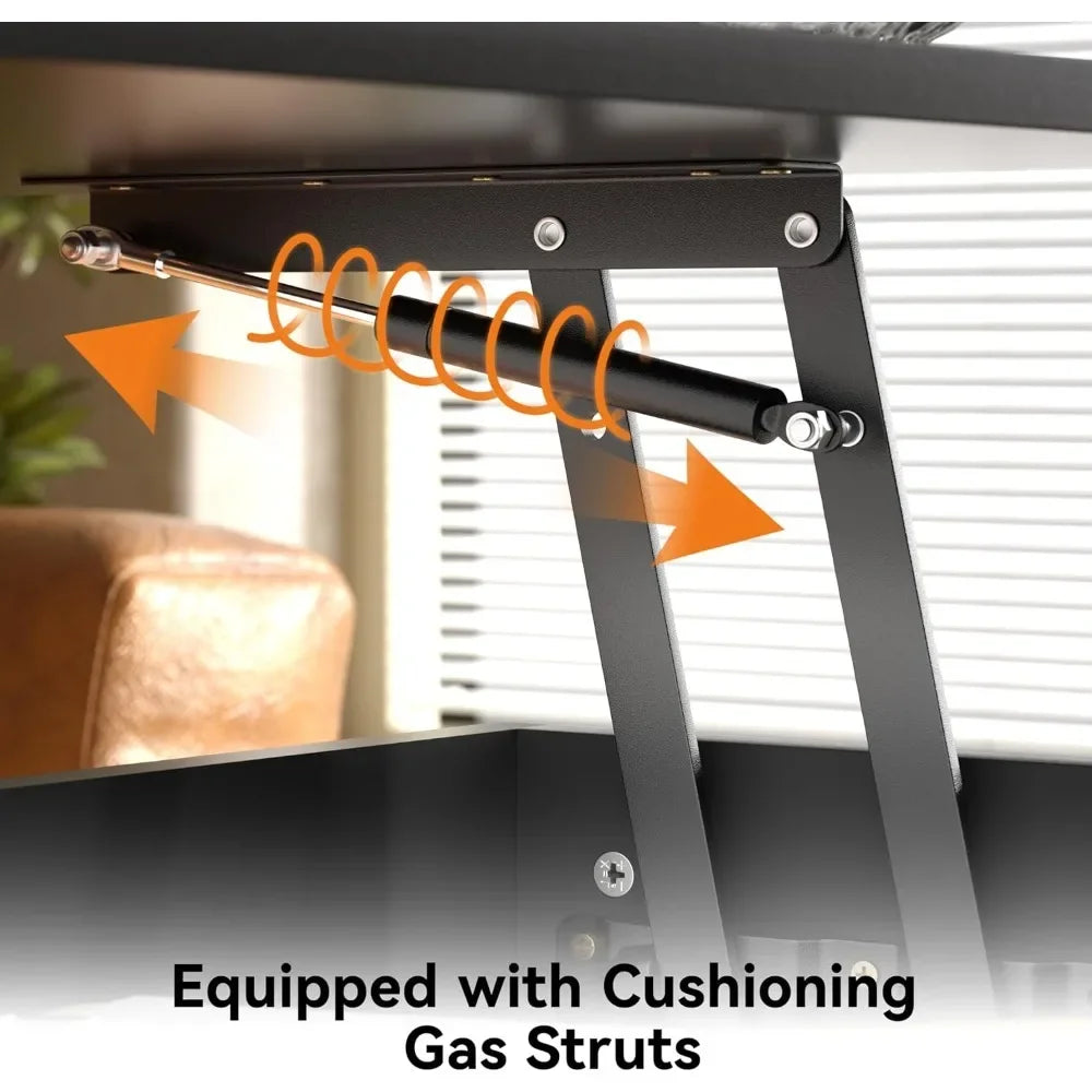 40 Inch Lift Top Coffee Table with Storage Drawers LED Modern Furniture