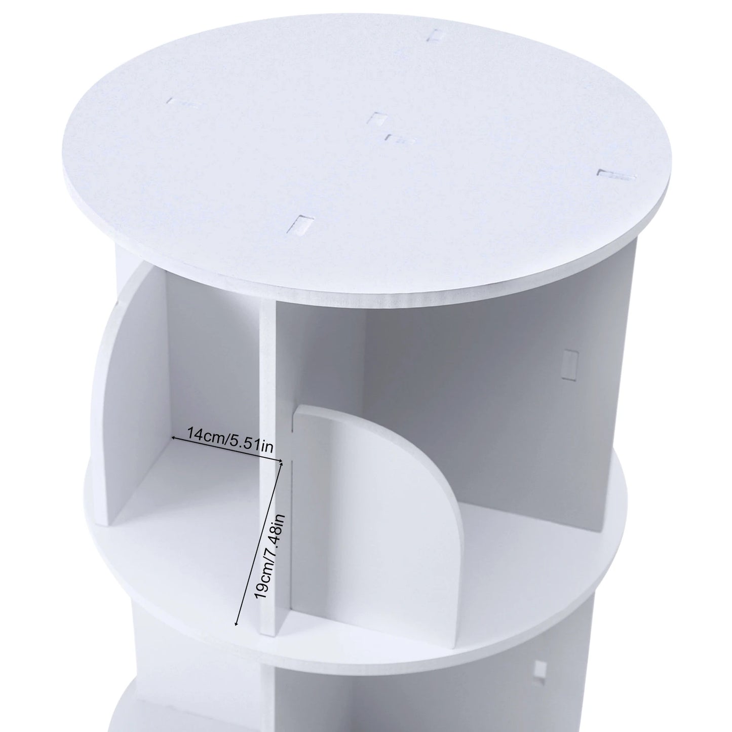 Rotating Bookshelf 4 Tiers 360° Silent Modern White Storage Shelf