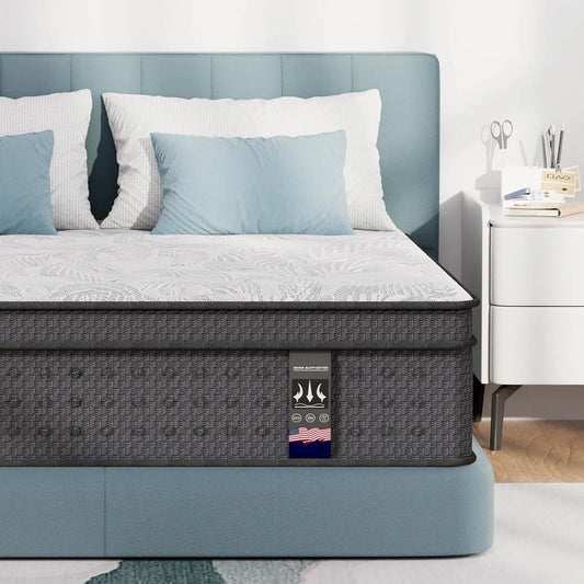 Ljustra Queen Mattress 14 Inch Medium Firm Hybrid Cooling Gel Foam