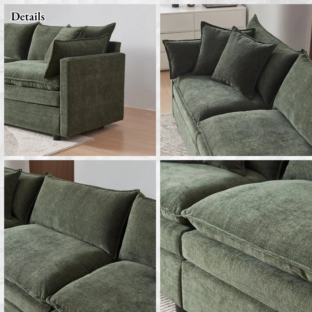 Ljustra Modular Sectional Couch Chenille L-Shaped Sofa for Living Room