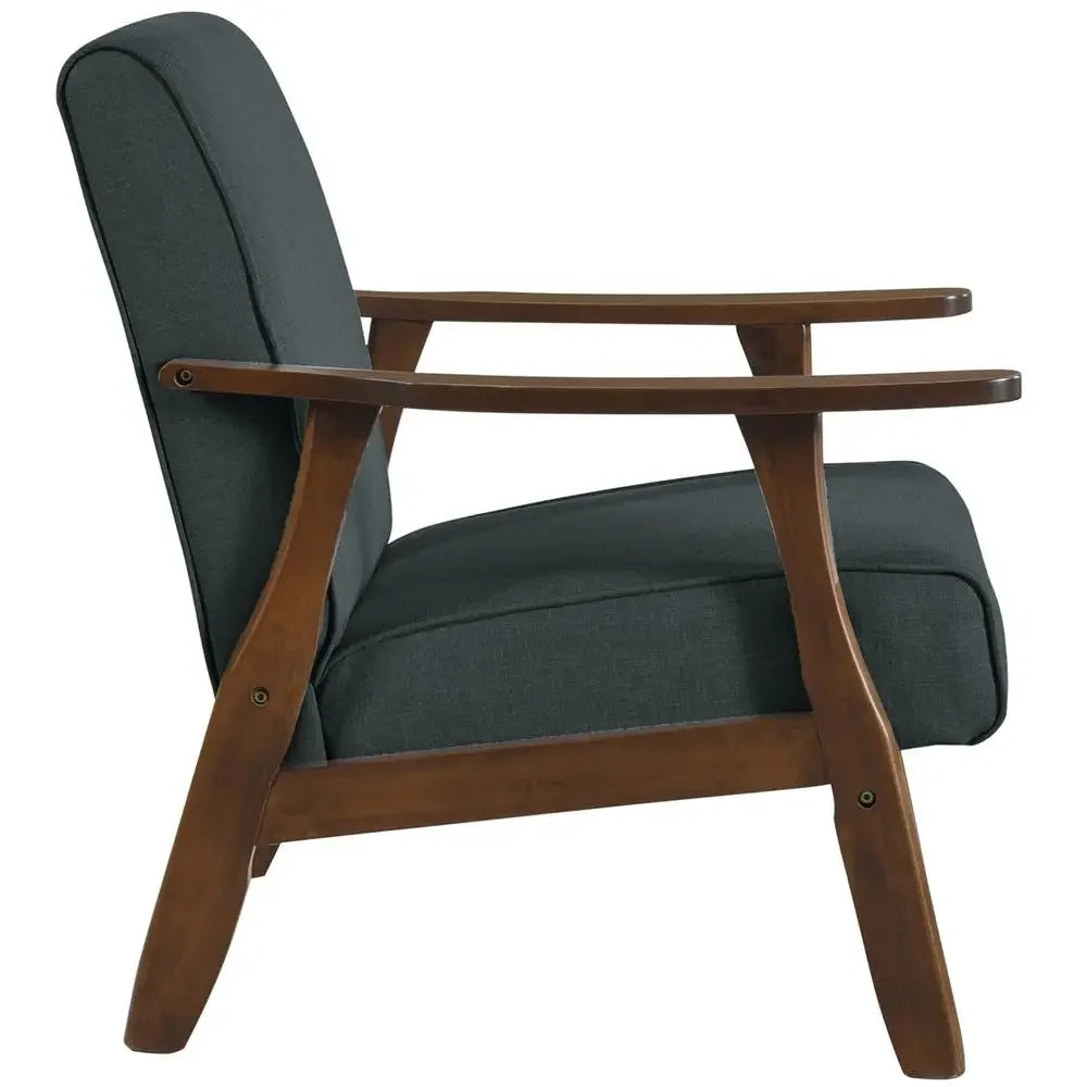 Mid Century Linen Upholstered Accent Chair Solid Wood Frame Ergonomic Design