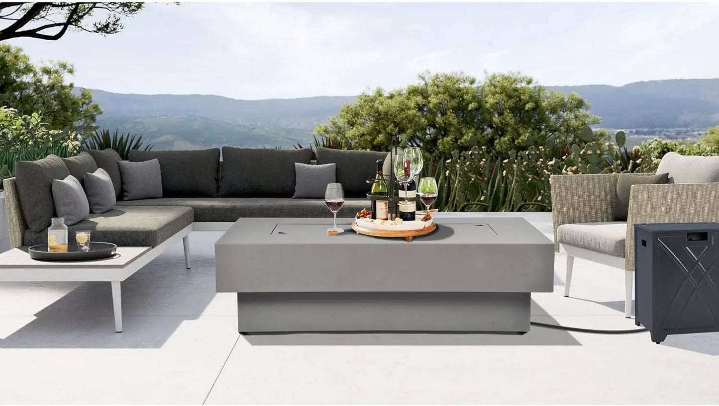 48 Inch Outdoor Fire Table Propane Fire Pit Modern Patio Heat Source