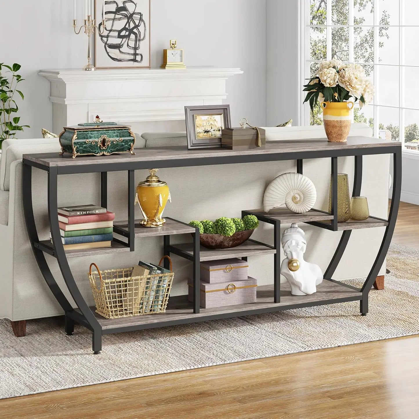 Sofa Table with Storage Console Table for Living Room Entryway TV Stand