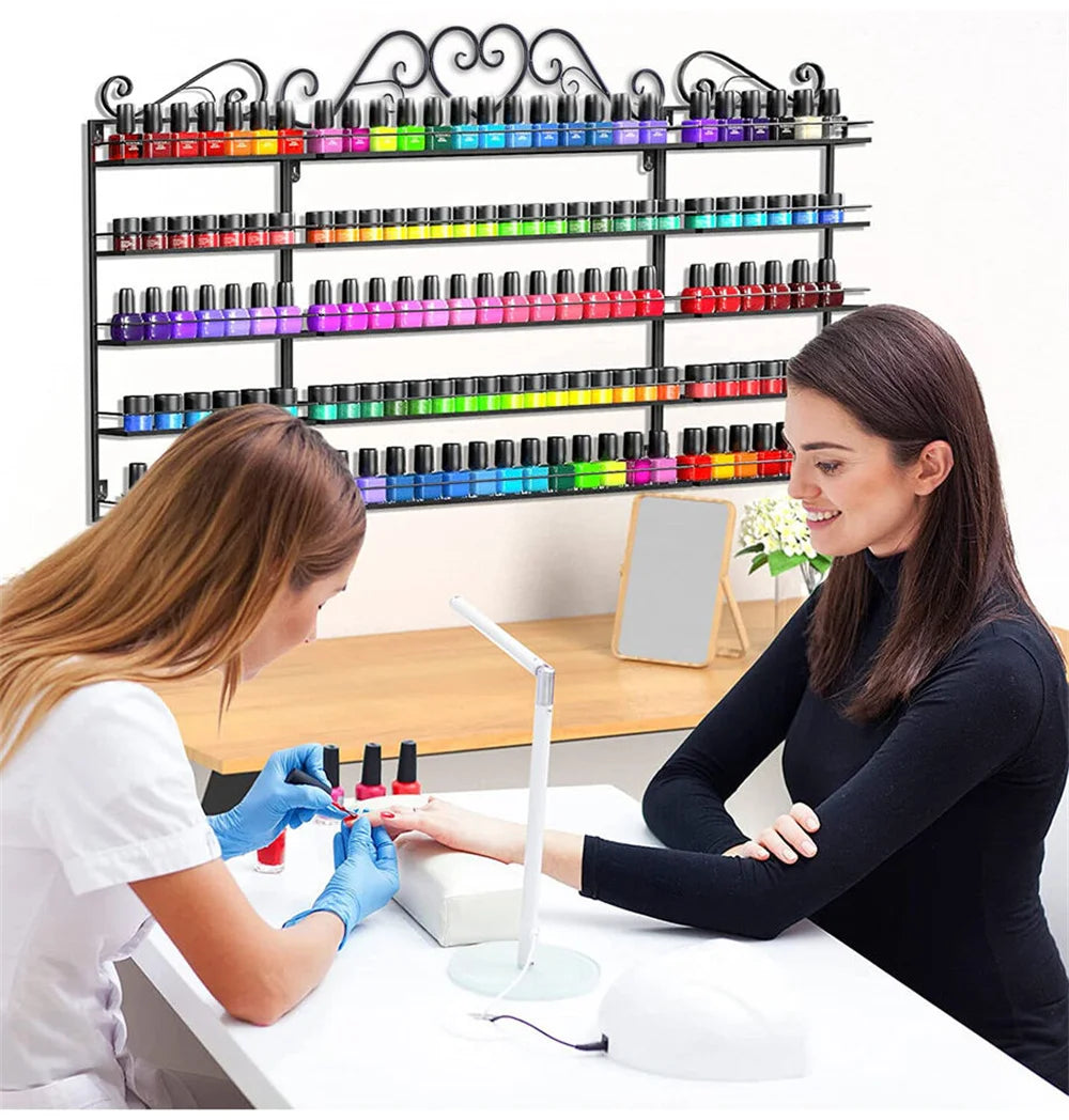 5 Tier Wall Mounted Metal Nail Polish Rack Essential Oil Organizer Shelf