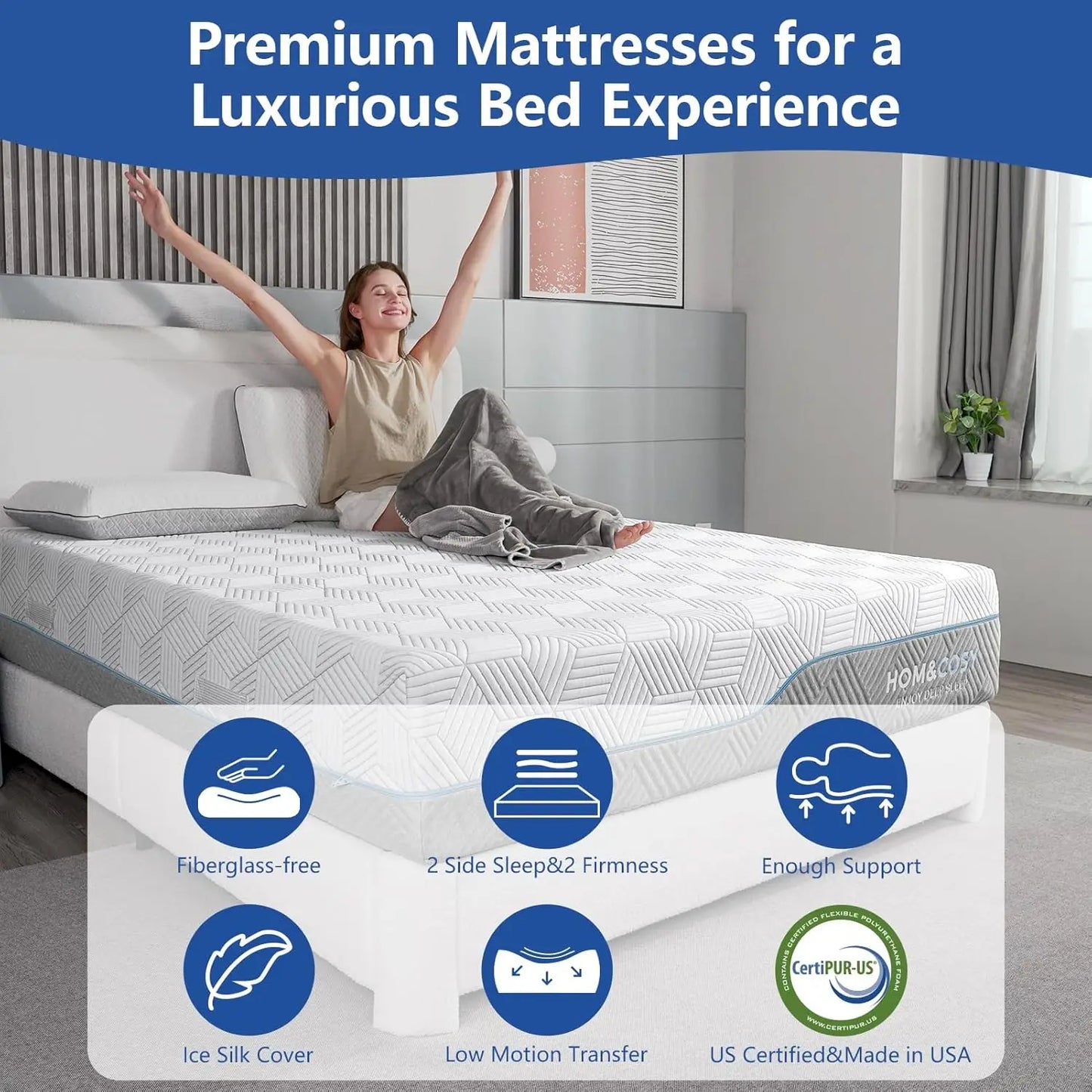 Ljustra 12 Inch Queen Size Memory Foam Mattress for Back Pain Relief