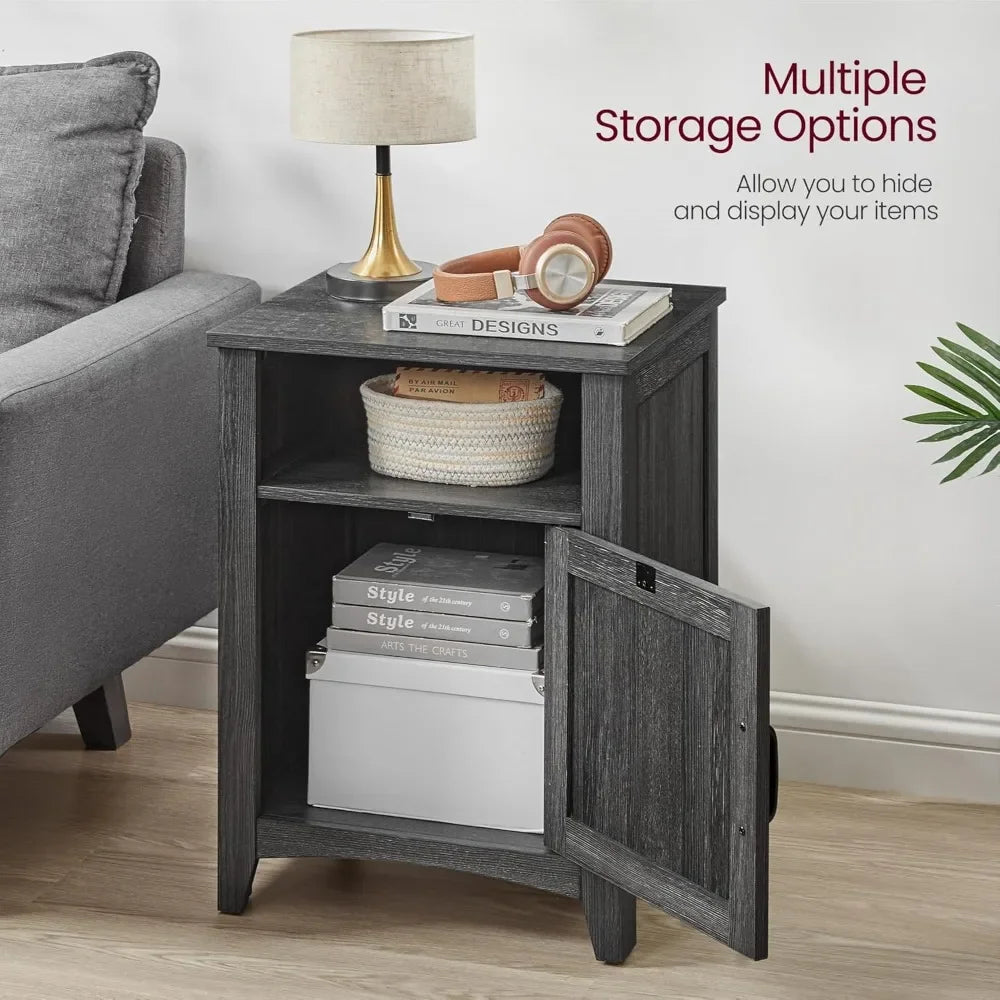 Farmhouse Nightstand Set of 2 with Barn Door Stylish Bedside Tables