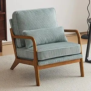 Upgraded Premium Corduroy Accent Chair Comfy Reading Chair Mid Century