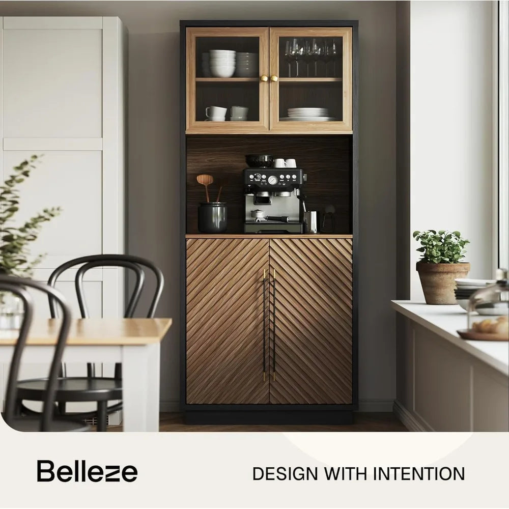 Tall Kitchen Pantry Cabinet Freestanding Hutch Adjustable Shelves Storage