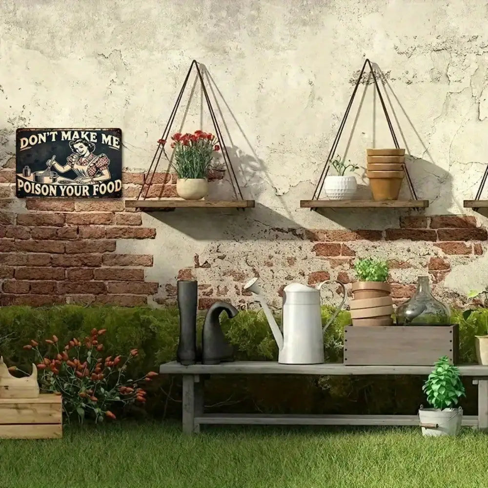 Vintage Don't Make Me Poison Your Food Metal Sign Funny Kitchen Decor