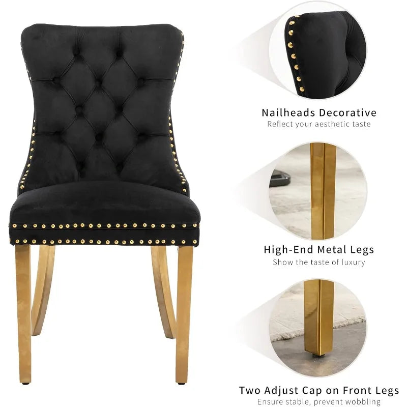 Velvet Dining Chairs Set of 2 Tufted Upholstered Kitchen Dining Chairs