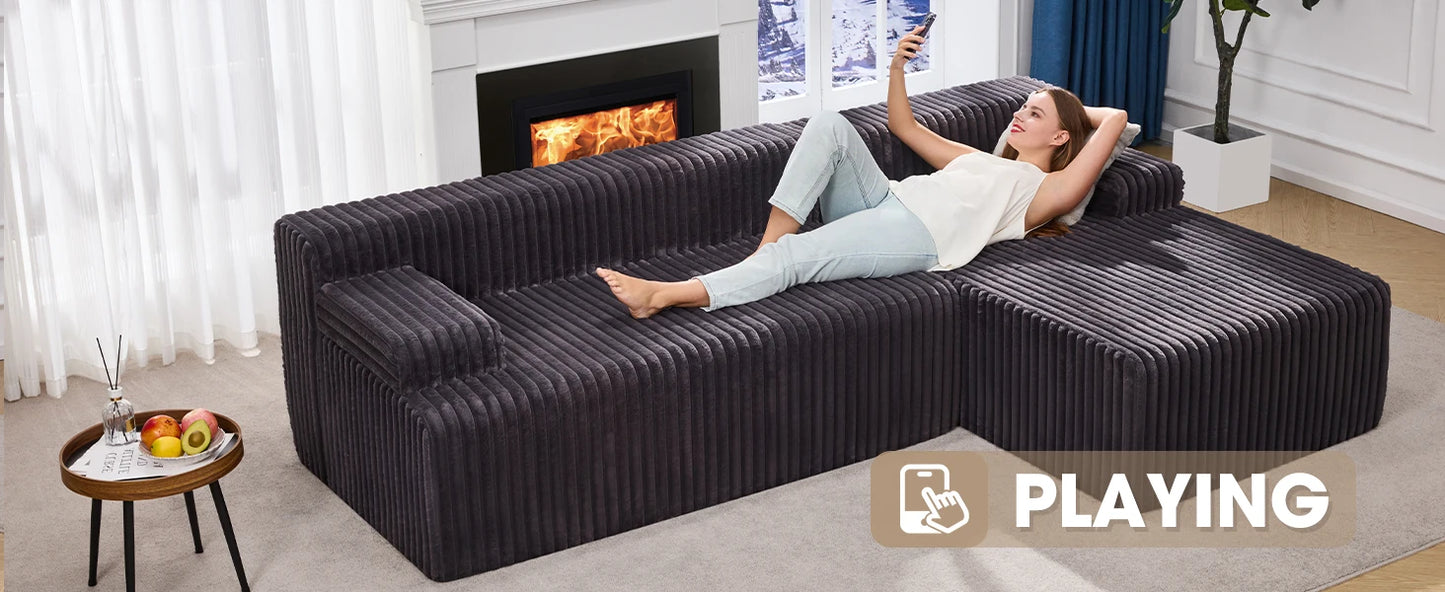 Ljustra Modular Sectional Sofa L-Shape 3 Seat Couch Memory Foam Chaise