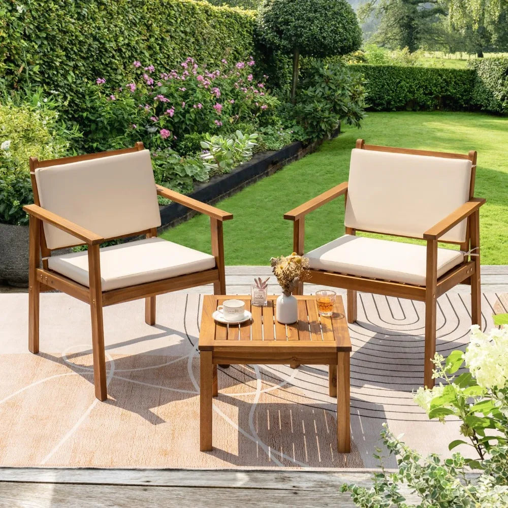 Ljustra Outdoor Patio Furniture 3 Piece Bistro Sofa Set Acacia Wood