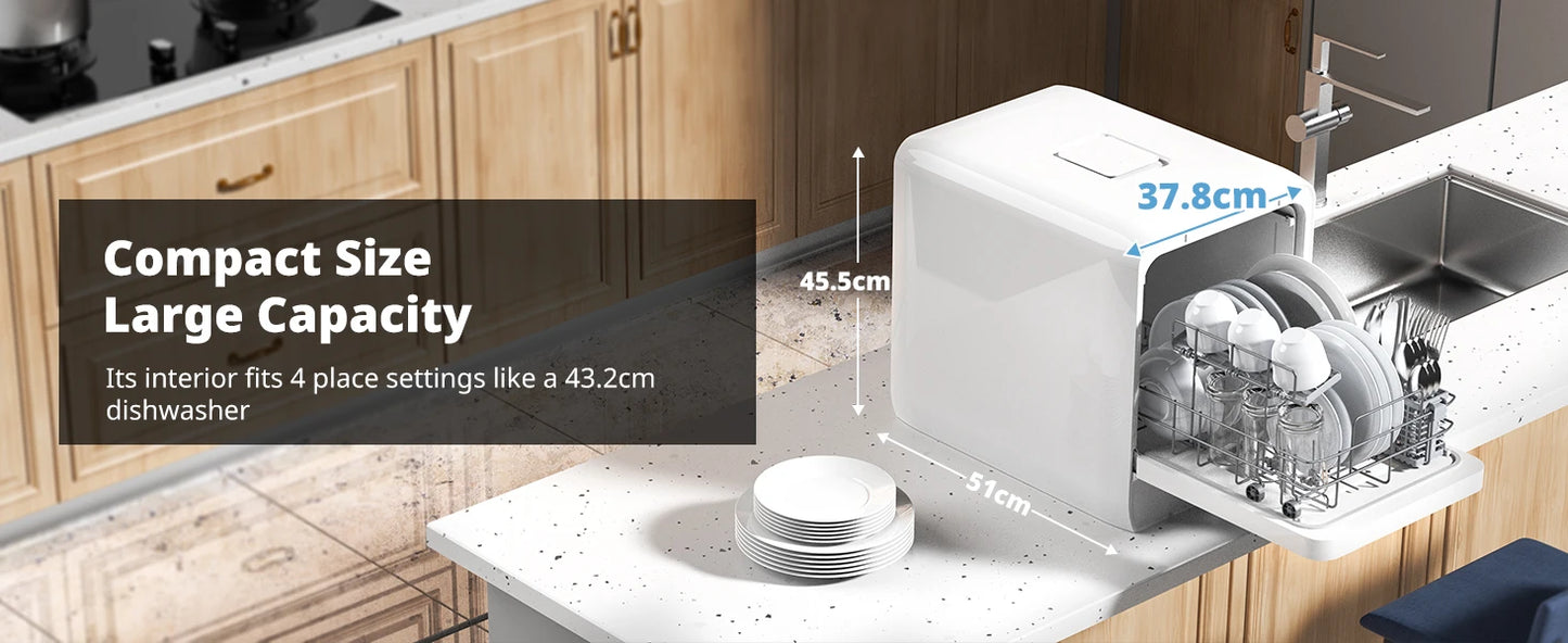 Ljustra Portable Countertop Dishwasher 5L 9 Programs Ultra-Narrow Design