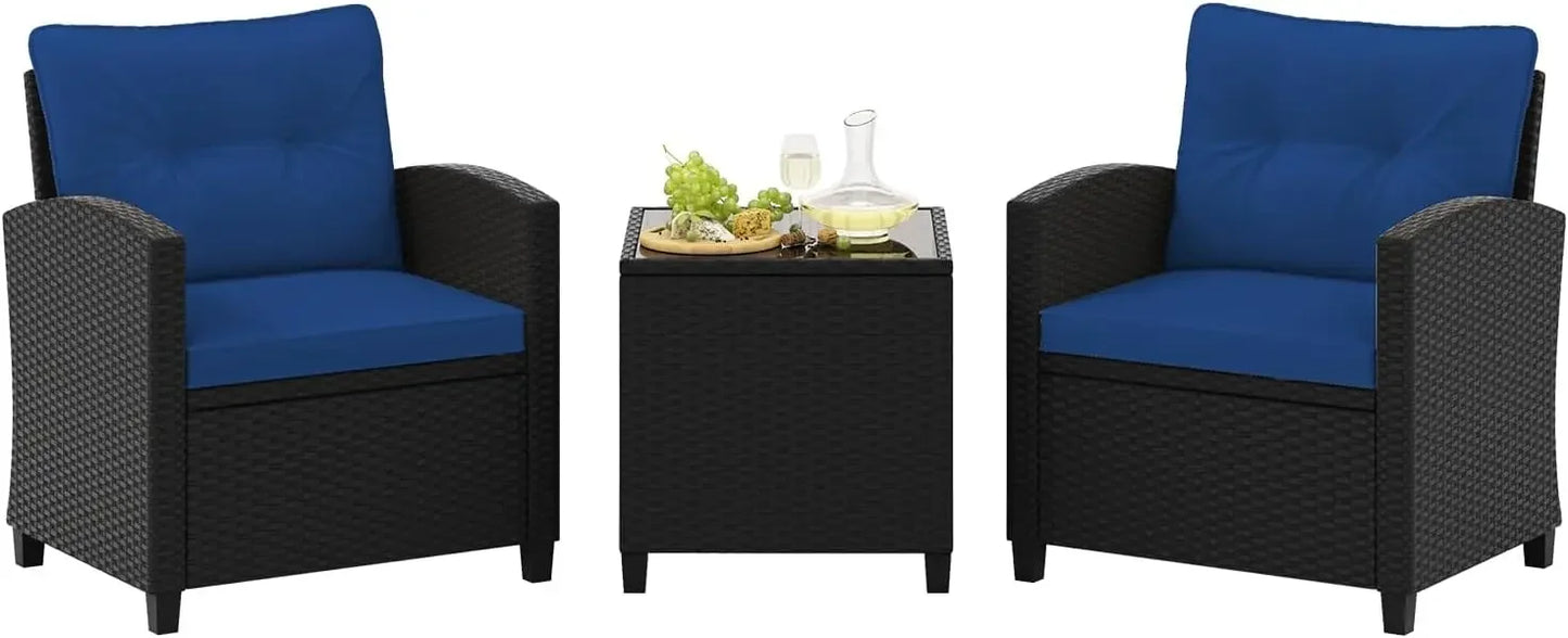 Ljustra 3-Piece Outdoor Patio Furniture Set PE Rattan Wicker Sofa