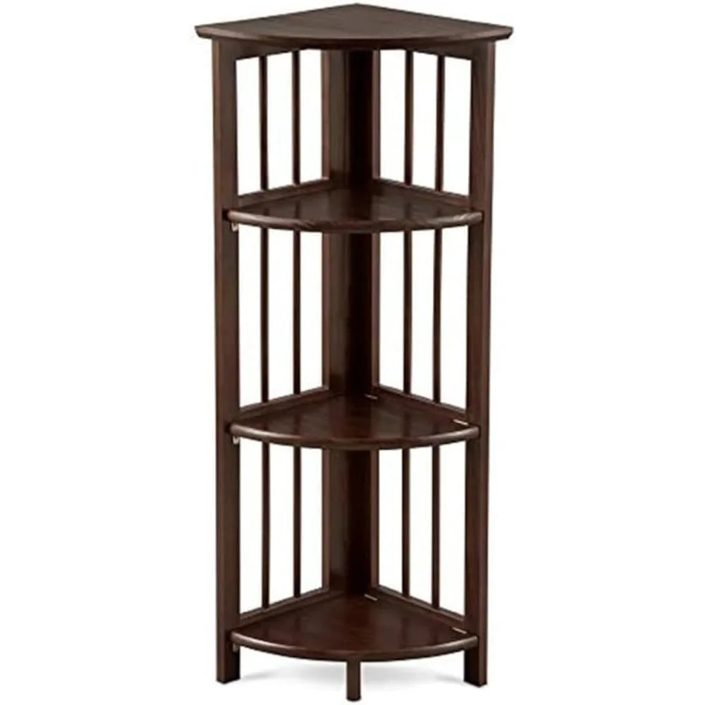 Natural Beauty Corner Folding Bookcase 4-Shelf Storage for Home Office