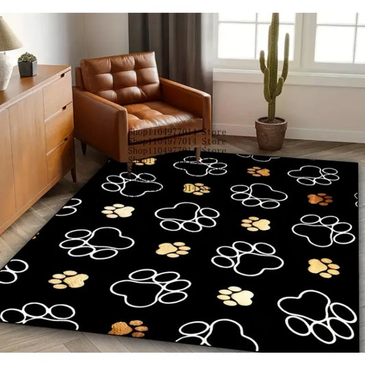 Paw Print Pattern Anti-Slip Rug for Bedroom Living Room Classroom Decor