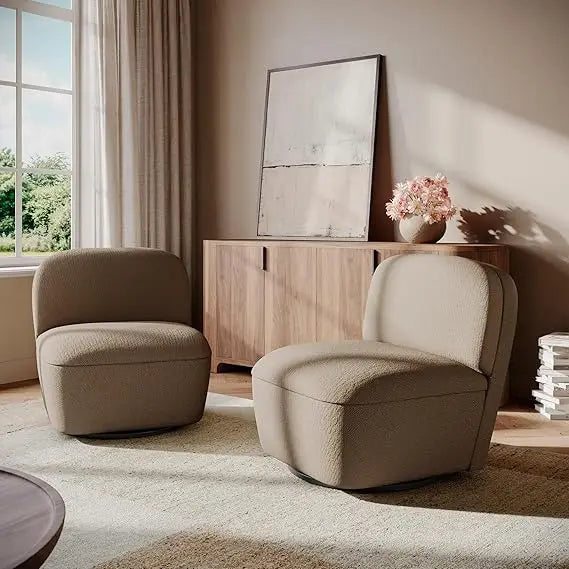 Set of 2 Modern Upholstered Swivel Accent Chairs with Storage