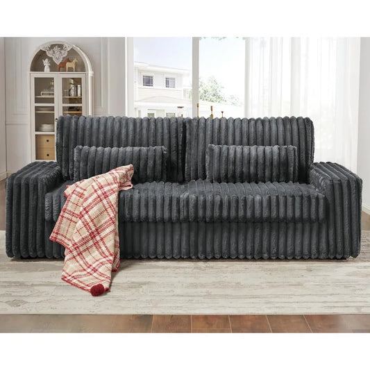 Ljustra 88 Inch Modern Oversized Sofa with Lumbar Pillows 3 Seater Couch