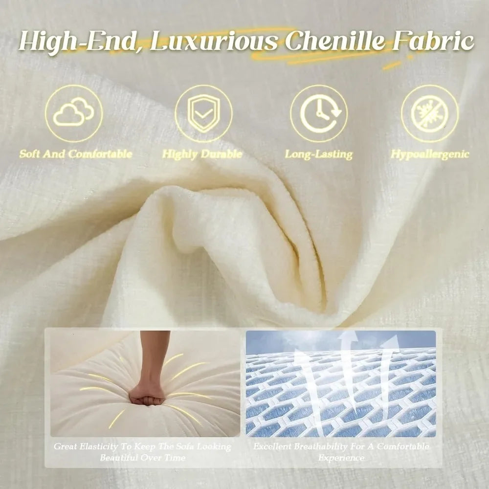 L-Shaped Modular Sectional Comfy Cloud Couch with Movable Ottoman