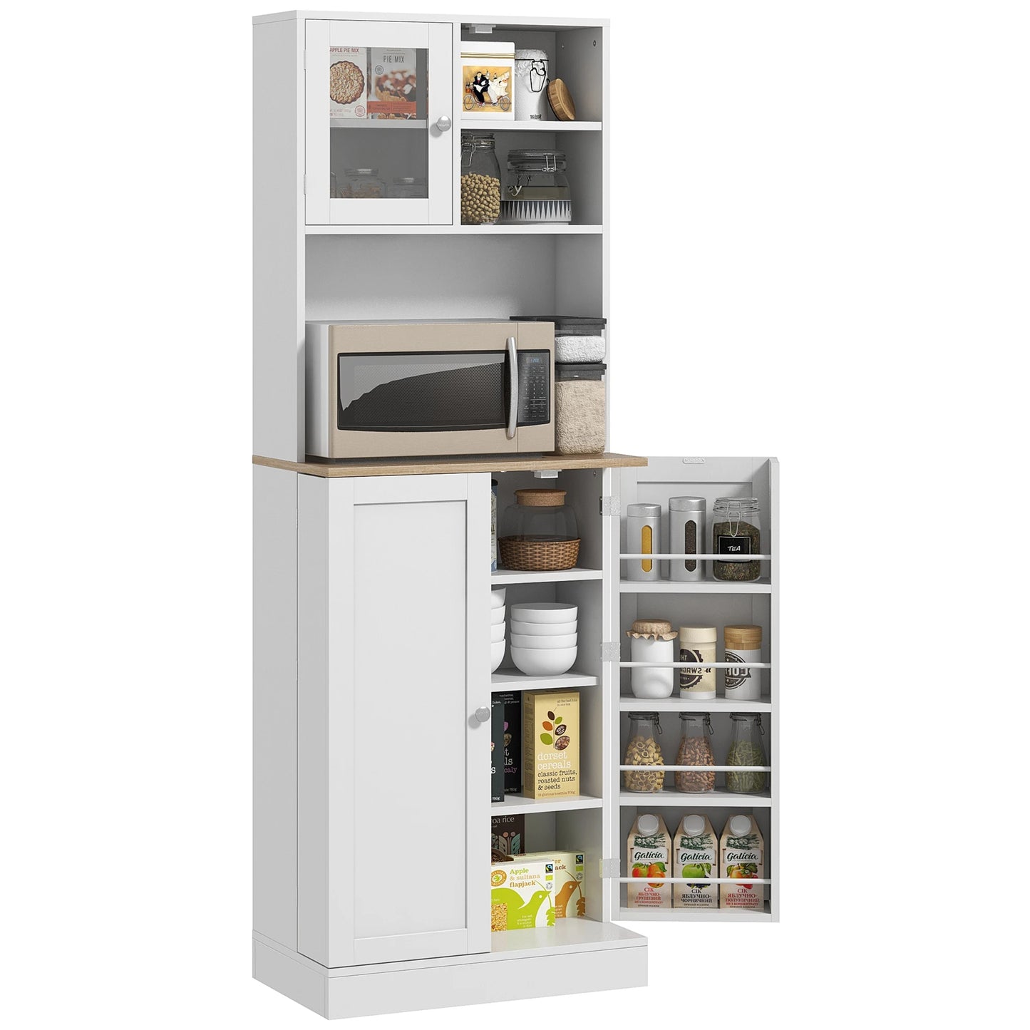 Ljustra 66.5 Inch Tall Kitchen Pantry Storage Cabinet with Microwave Stand