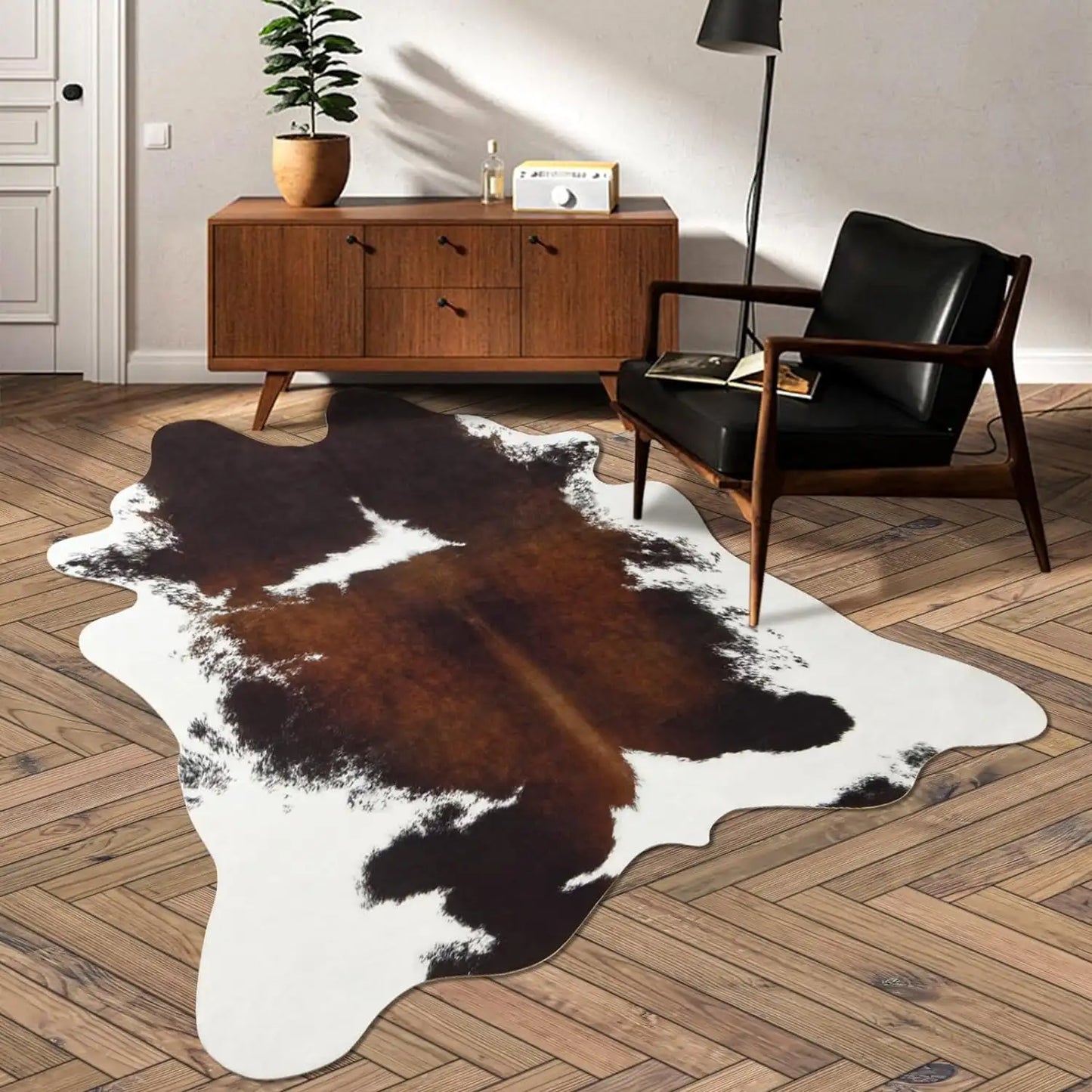 American Style Animal Print Faux Fur Cowhide Rug for Living Room Bedroom