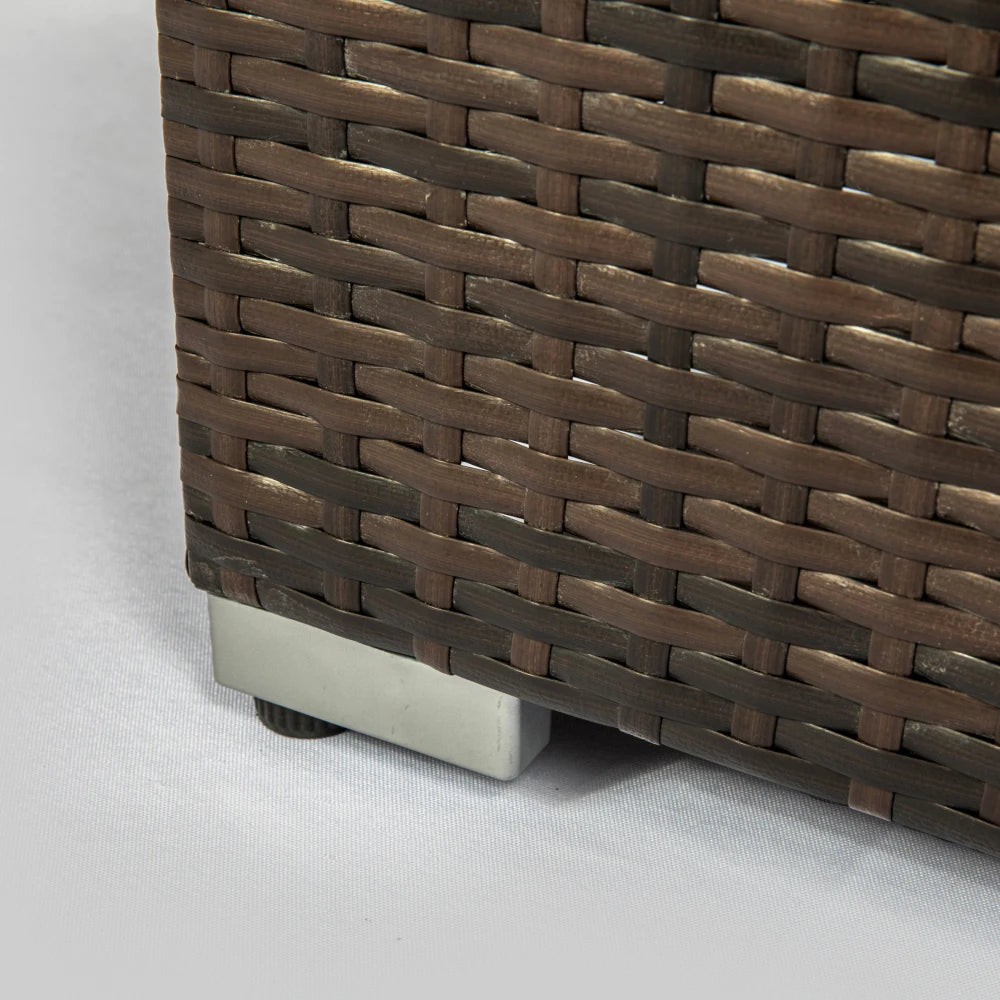 Outdoor Propane Fire Table Rattan Gas Fire Pit with Tile Top 40000BTU