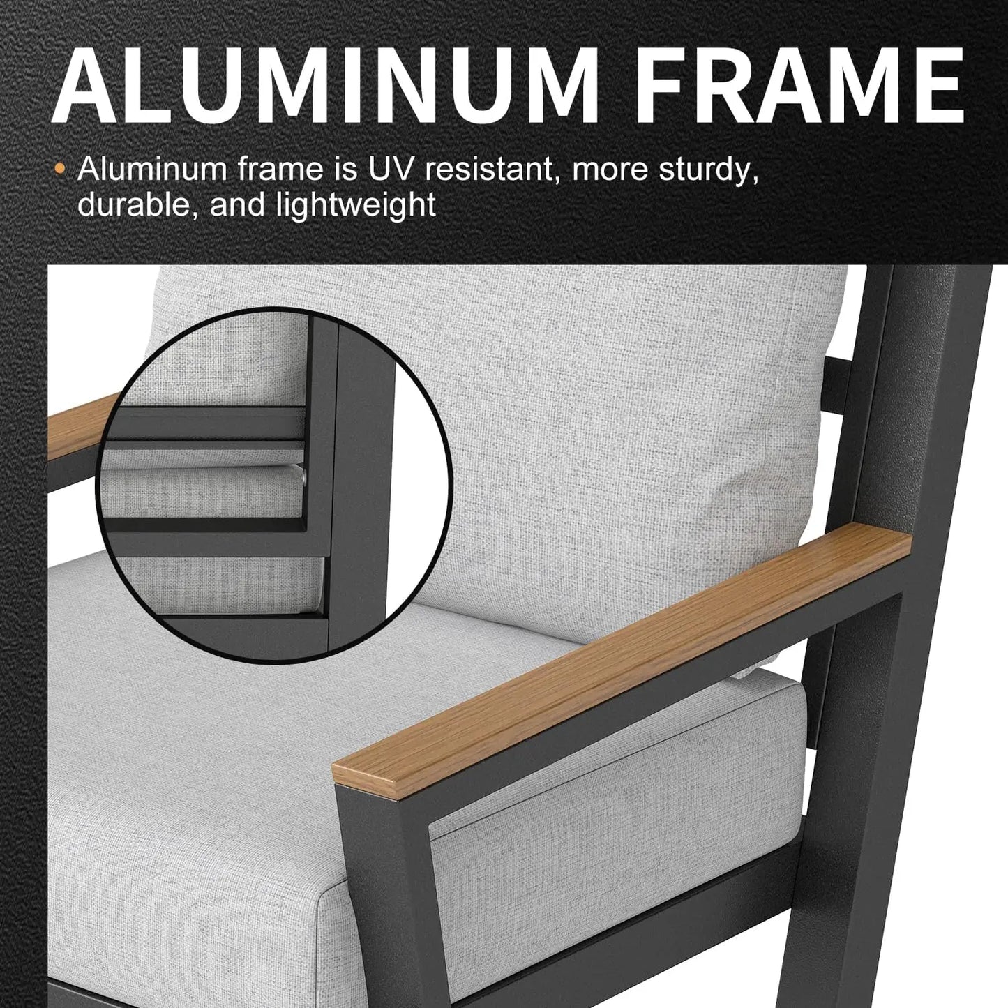 Aluminum Outdoor Sofa Modern Patio Furniture 4 Seats Sectional Set