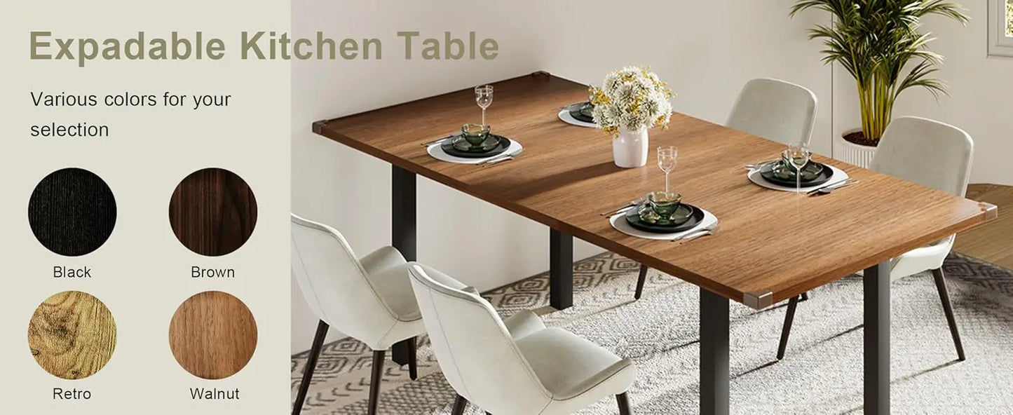 63 Inch Extendable Dining Table Modern Farmhouse for Dining Room Kitchen