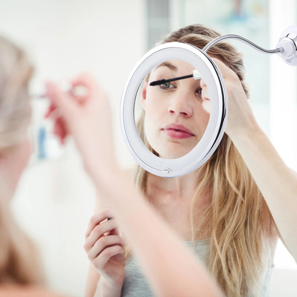 10X Magnifying Suction Mirror with LED Light 360 Degree Swivel