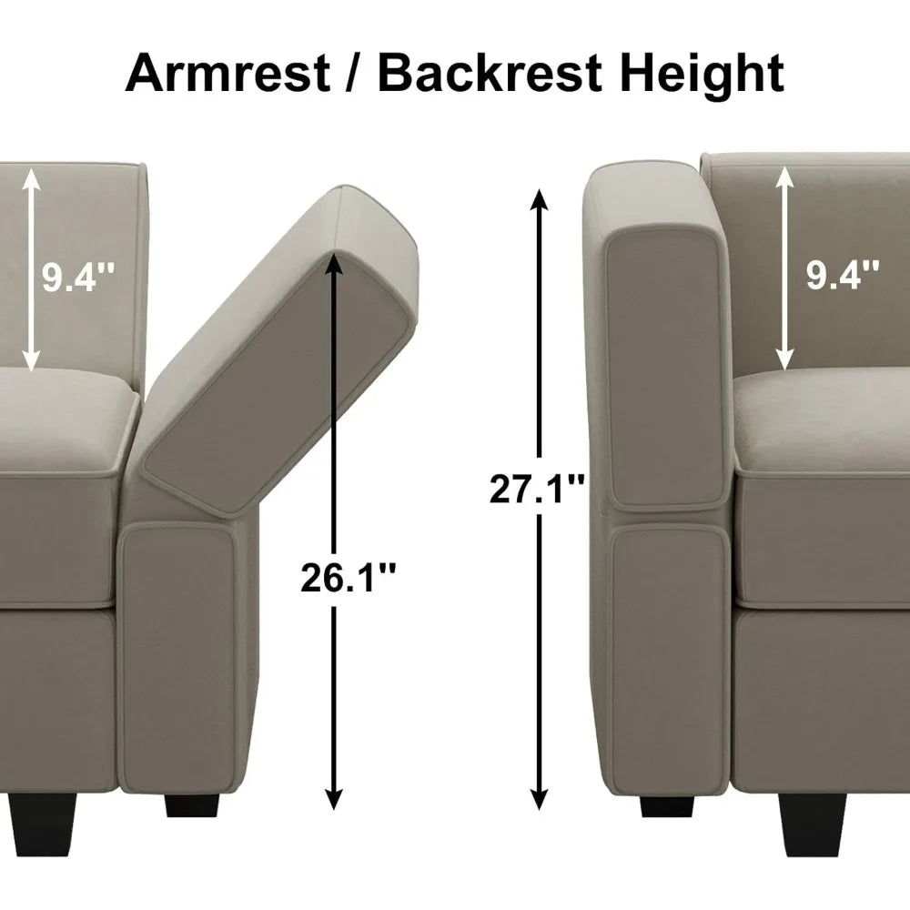 Modular Sectional Sofa Storage Seat U Shaped Couch with Ottoman