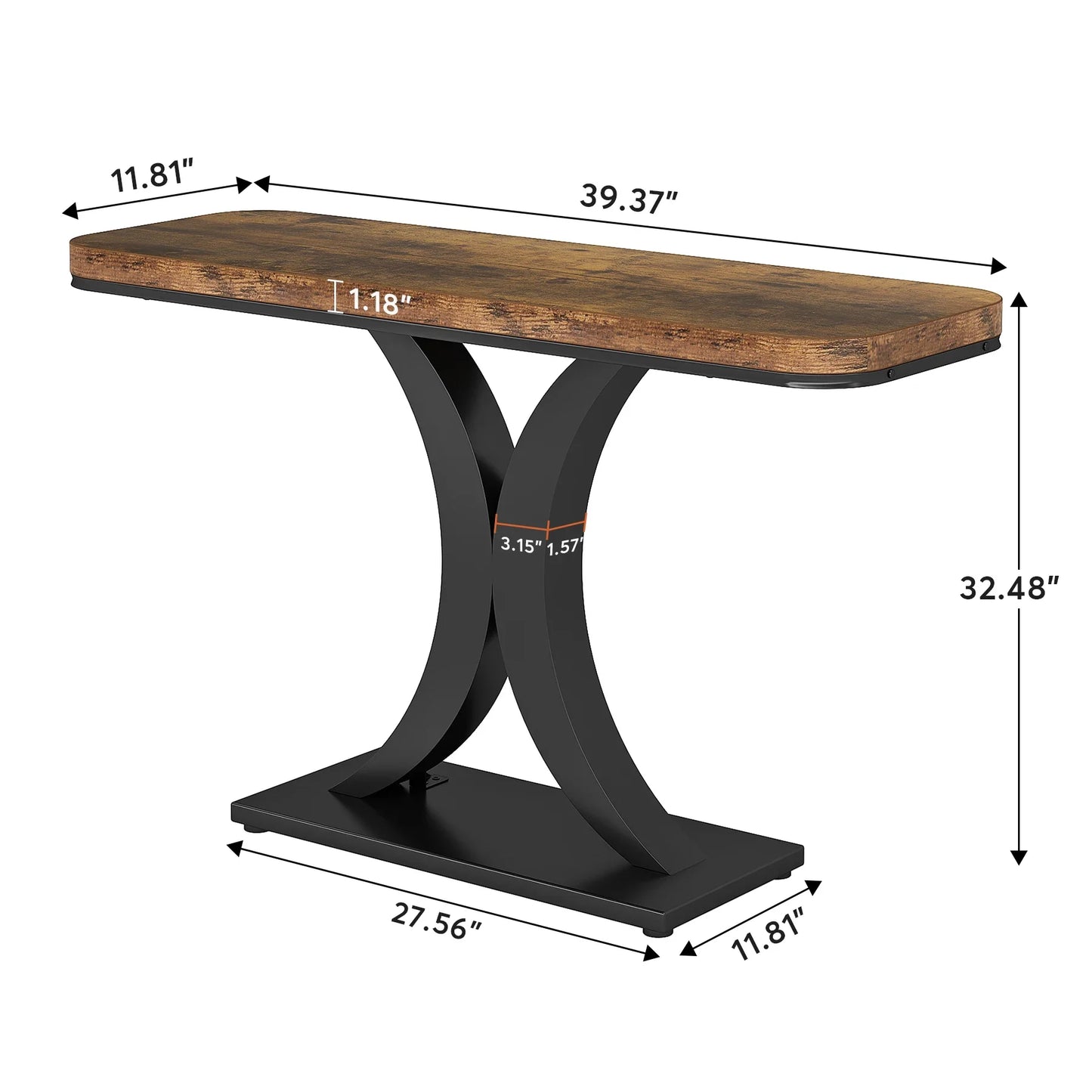 Ljustra Industrial Console Table 40 Inch Narrow Entryway Foyer Accent