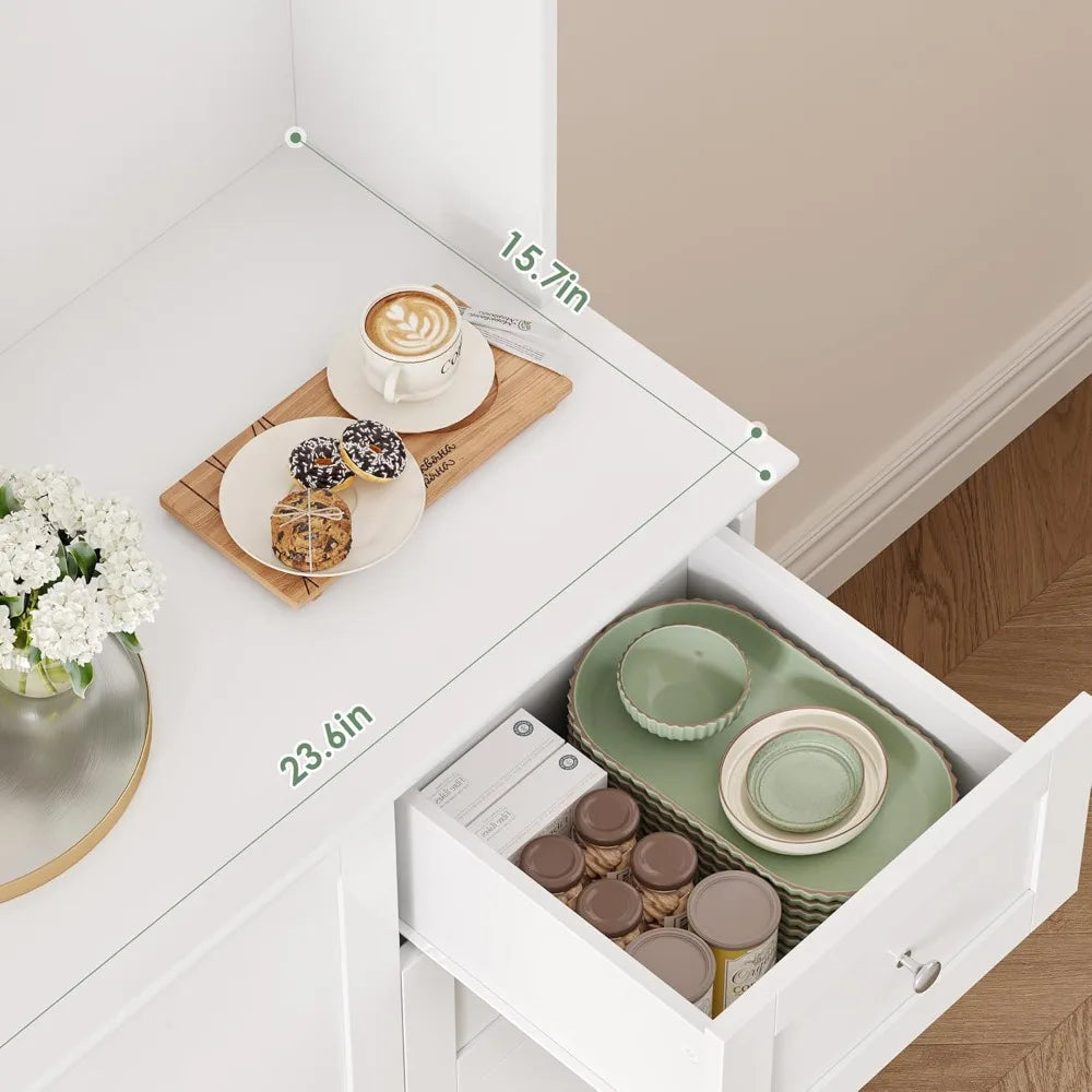 Kitchen Pantry Storage Cabinet Modern Hutch with Doors Shelves Drawers