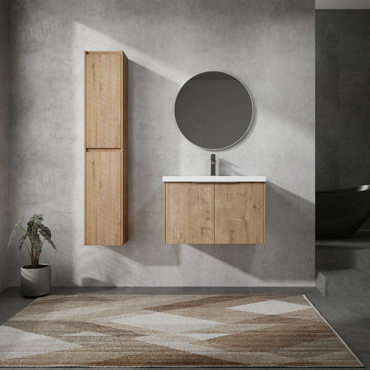 30 Inch Wall Mounted Bathroom Vanity With Sink and Side Cabinet