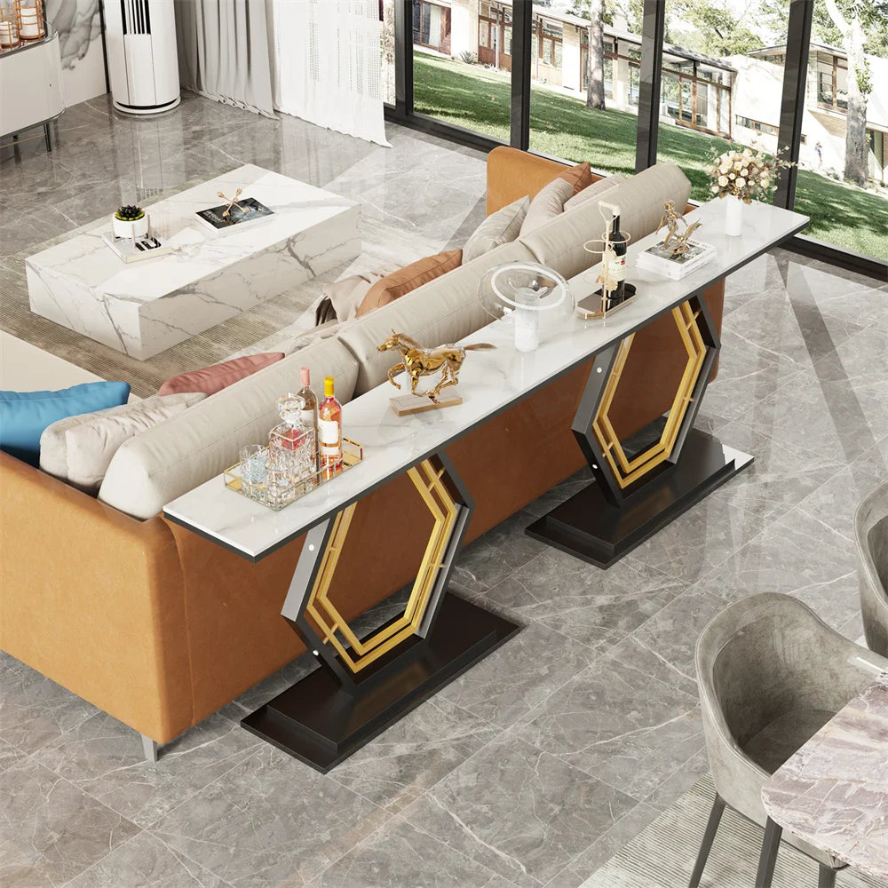 Ljustra Console Table Modern Geometric Sintered Stone Accent Table