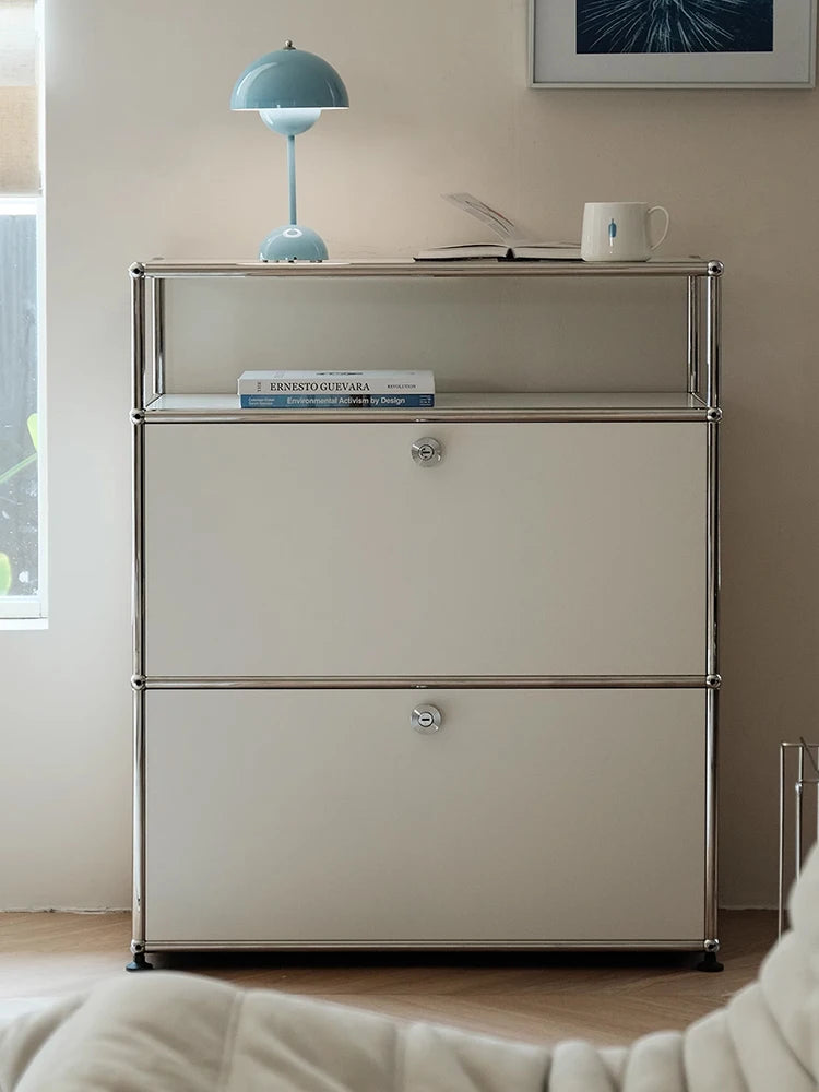 Modern Stainless Steel Storage Cabinet Sideboard for Bedroom Living Room