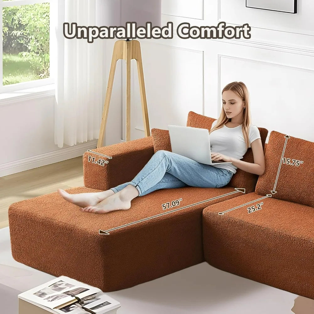 Modern L-Shape Modular Sectional Couch with Chaise Lounge